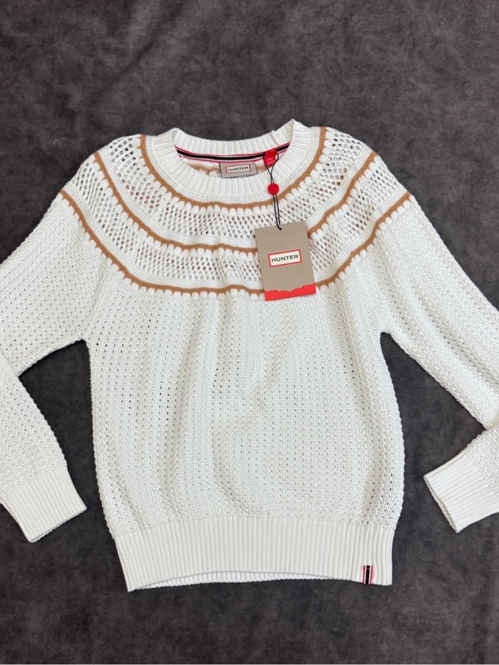 *Hunter Cotton Pointelle Knit Snow White Sweater